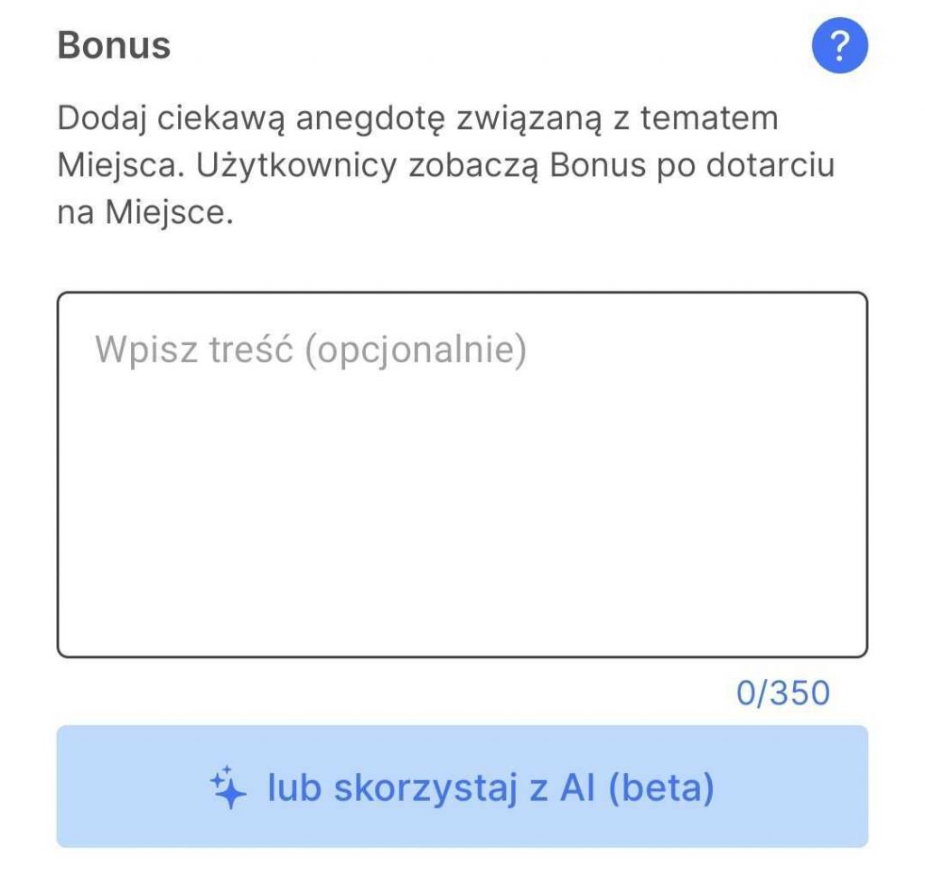 widok w aplikacji na dodanie bonusu